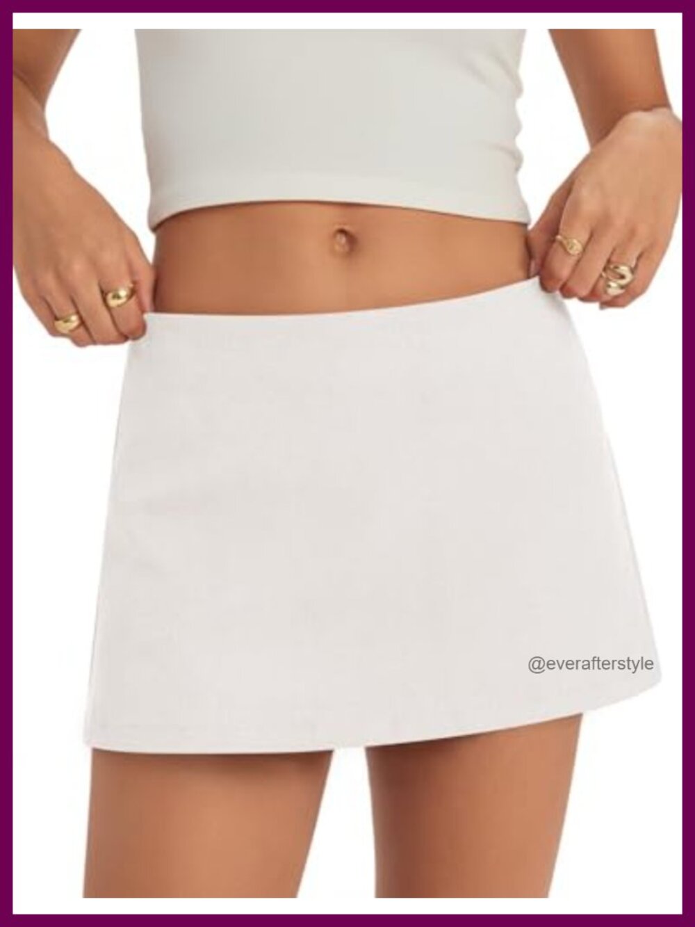 Linen Blend Mini Skort with Built-in Shorts Low Rise A-Line Y2K Style